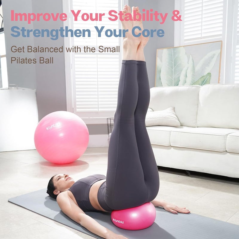 kisnbld Small Exercise Ball, 9 Inch Mini Pilates Ball, Anti Burst and Slip Resistant Mini Yoga Ball for Stability, Fitness, Physical Therapy, Stretching & Core Strength Workout at Home Gym & Office - Image 2